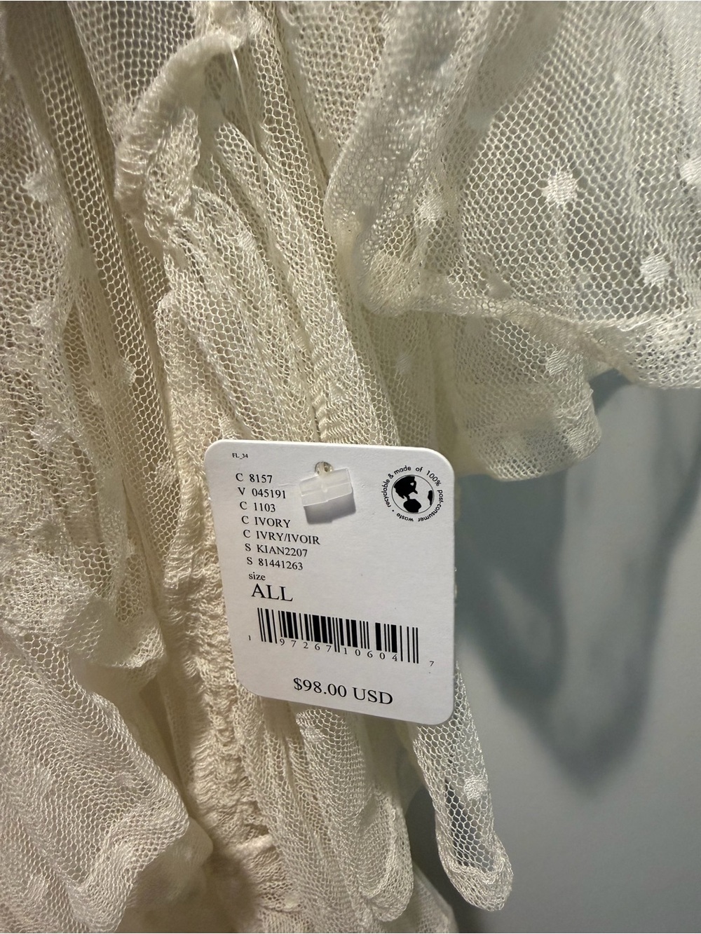 Free People Swiss Dot Ruffle Kaftan NWT - Picture 4 of 6